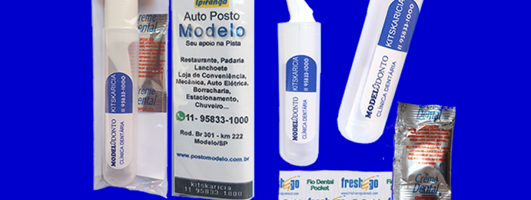 KIT DENTAL DE VIAGEM  PERSONALIZADO COM ESCOVA POCKET