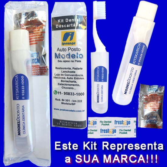 1.000 Kit Dental de Viagem 1 - C/ Fio Dental - Personalizado até 4 cores