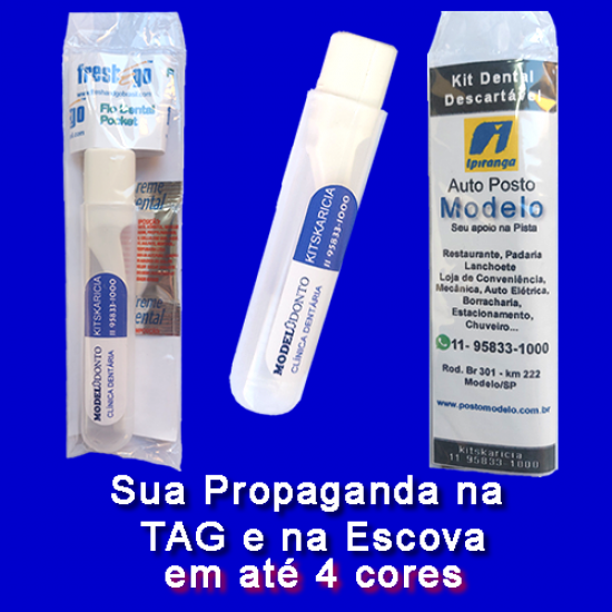 1.000 Kit Dental de Viagem 1 - C/ Fio Dental - Personalizado até 4 cores