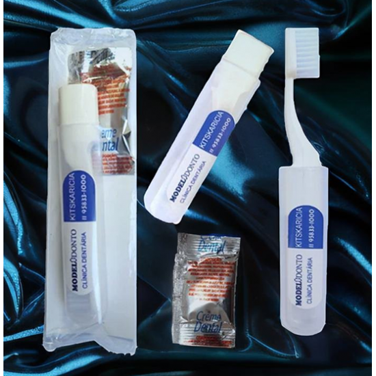1.000 Kit Dental de Viagem 2 - S/ Fio Dental - Personalizado até 4 cores