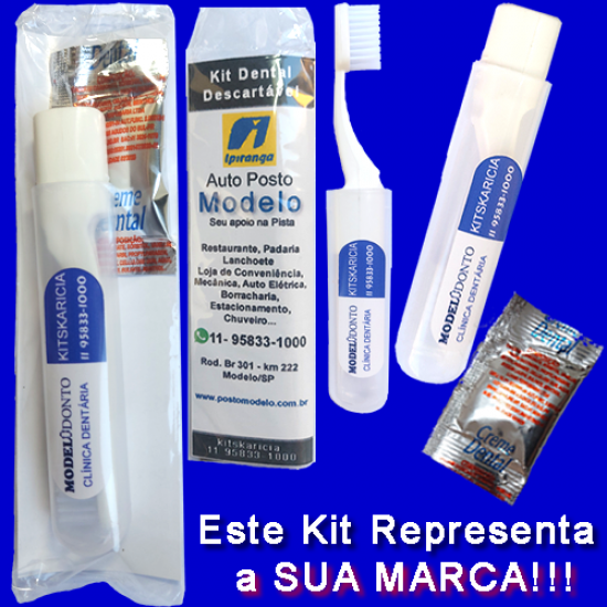 1.000 Kit Dental de Viagem 2 - S/ Fio Dental - Personalizado até 4 cores