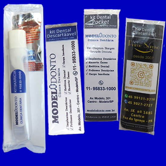 1.000 Kit Dental de Viagem 2 - S/ Fio Dental - Personalizado até 4 cores