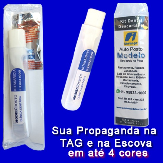 500 Kit Dental de Viagem 2 - S/ Fio Dental - Personalizado até 4 cores