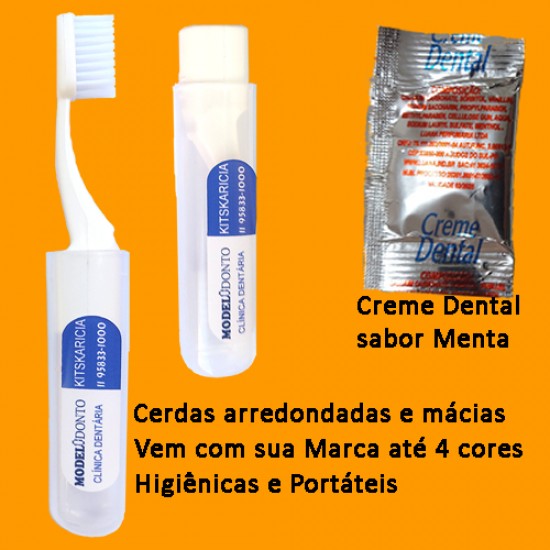 1.000 Kit Dental de Viagem 2 - S/ Fio Dental - Personalizado até 4 cores